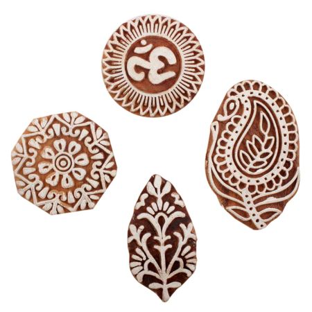 Set of 4 Piece New Mix Wooden Printing Block